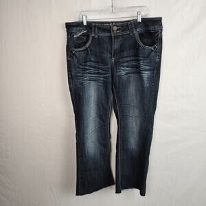 Hydraulic Bailey Slim Boot Jeans Women's 18W Short Blue Dark Wash Raw Hem